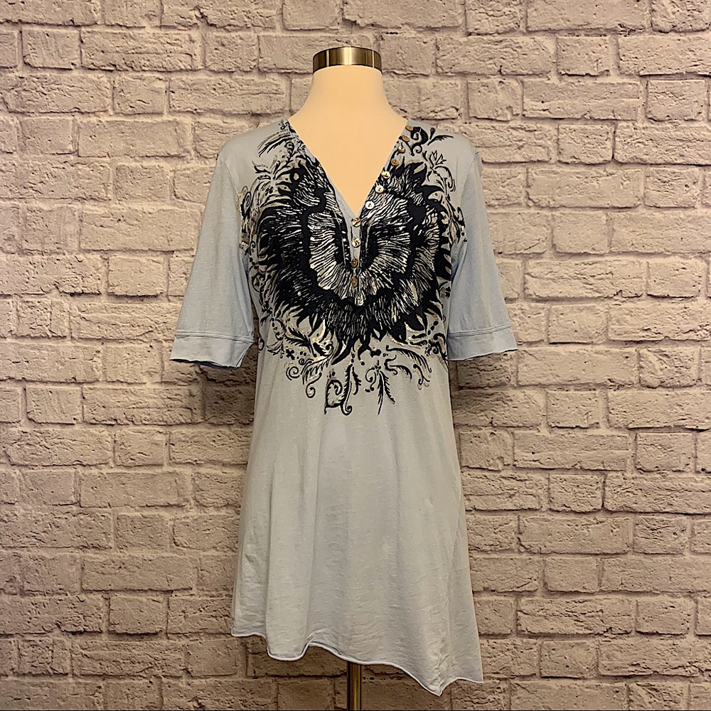 NWT Da-Nang Surplus Print Tee w/ Asymmetric Hem